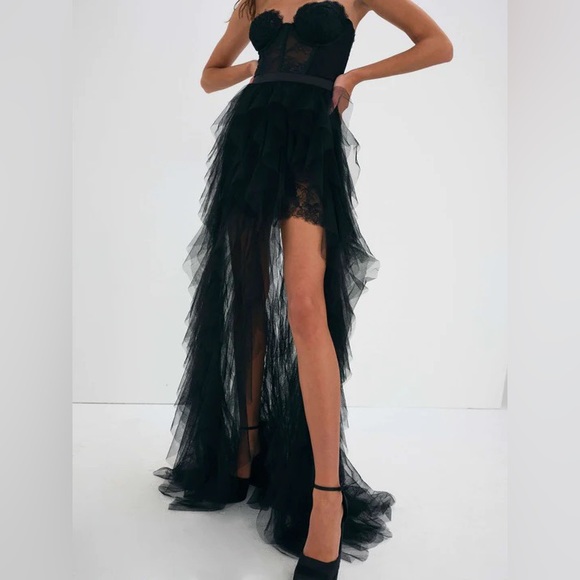 For Love and Lemon Black Bustier Gown - Picture 3 of 4